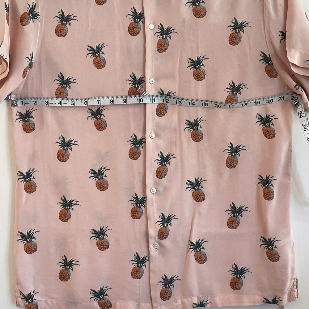 Cactus Man Ricky Singh Mens Large Cotton Short Sleeve Shirt Pineapple Pink Aloha - Picture 9 of 13